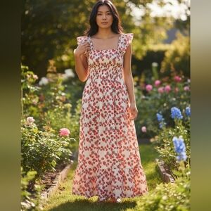 Betsey Johnson Strawberry Maxi Dress 🍓 Ruffle Sleeve XS Sweet Summer Style